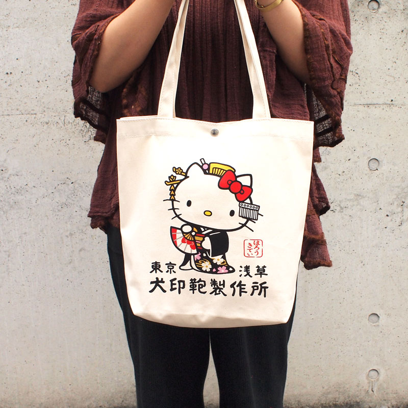 犬印鞄×HELLO KITTY／１１号帆布エコバッグ(富士山/芸者/花札)-犬印鞄製作所