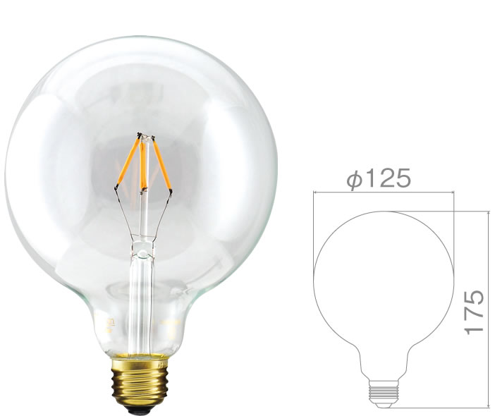 Only One LED電球「Siphon」ボール125（E26)ショートフィラメント LDF001-C