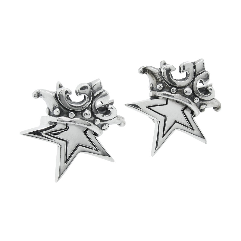 SMALL SOLID STARWITH CROWN STUDS (一個単位) | イヤリング,シルバー