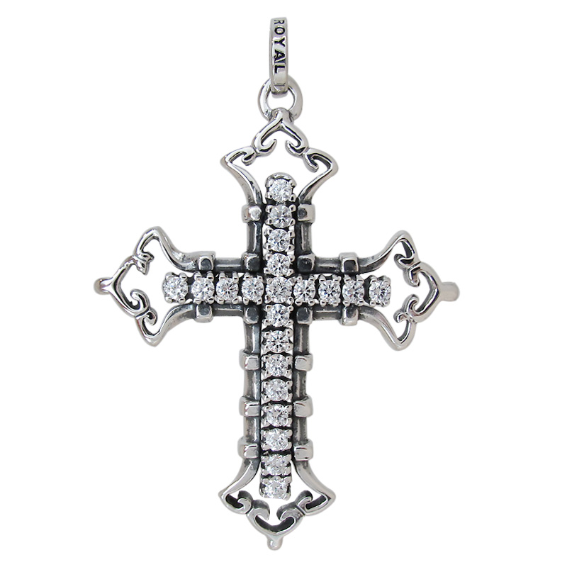 LARGE CONSORT CROSS WITH CZ | ペンダント,シルバー | ロイヤル